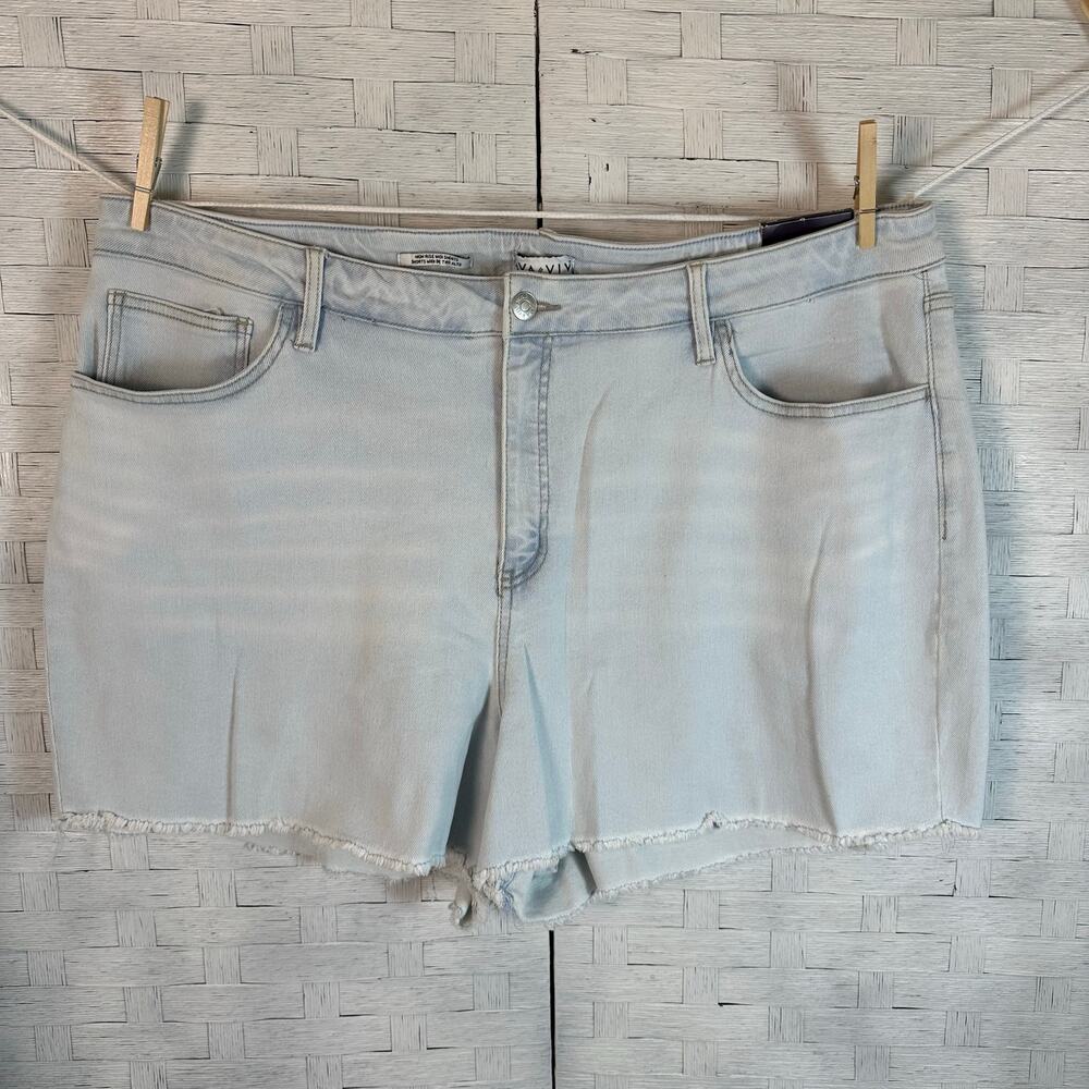 Ava & Viv Womens Shorts Cutoff high rise Midi light wash pockets western Plus Sz